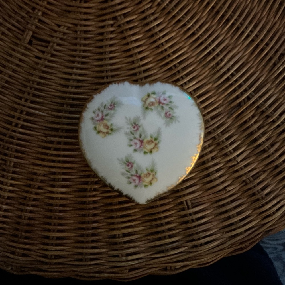 Heart-Shaped Floral Trinket Dish